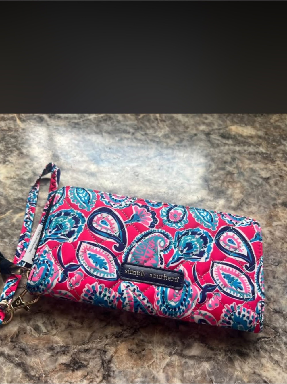Simply Southern Pink and Teal Paisley Wristlet